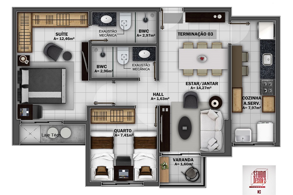 Conheça as diferentes plantas do Studio Design 2 - Tannat